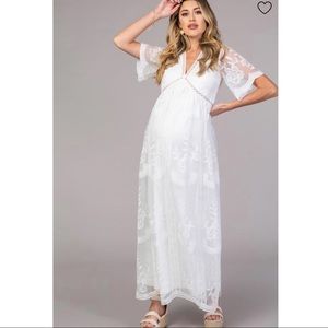 Pinkblush white lace maxi maternity dress
